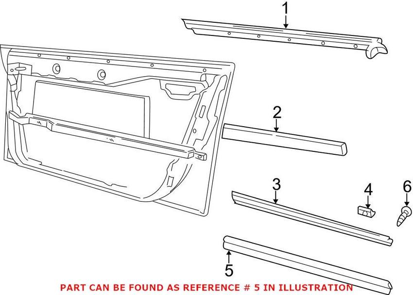 Audi Door Trim - Front Passenger Side (Black) 8D0853960B01C